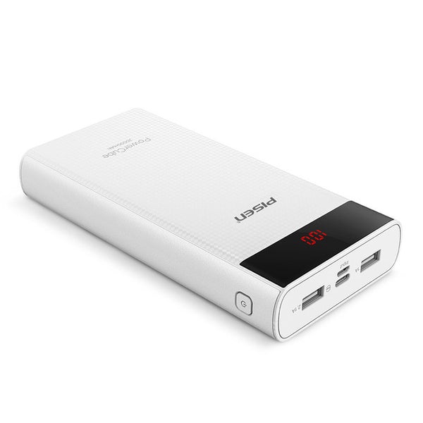 PISEN LED 20000mAh Power Bank Type C Micro USB Smart 2.1A 1.5A Dual USB External Phone Battery Fast Charging Portable Powerbank